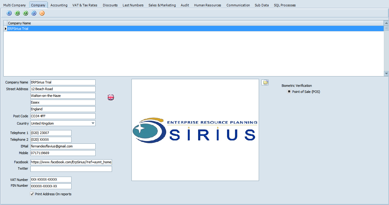 ERP Settings-Company